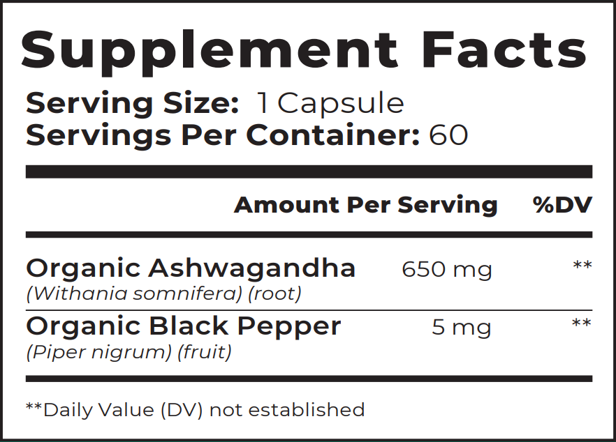 ORGANIC ASHWAGANDHA with black pepper
