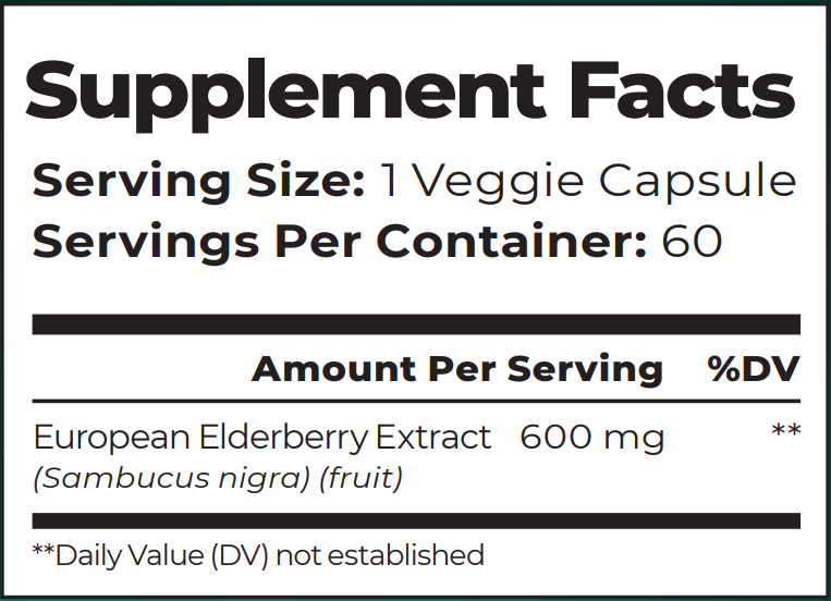 BLACK SAMBUCUS ELDERBERRY 600 mg